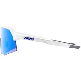 100% S3 Sonnenbrille - Matte White Matt, Blau), Weiss