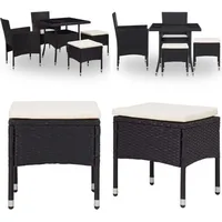 5-tlg. Garten-essgruppe Schwarz Poly Rattan Und Glas - Gartenmöbel - Essgruppen - Outdoor Möbel - Rattan Gartenmöbel - Poly Rattan - Home & Living
