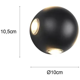 meine wunschleuchte Außenleuchte LED 2er Set Ø 10 cm schwarz mit Bewegungsmelder