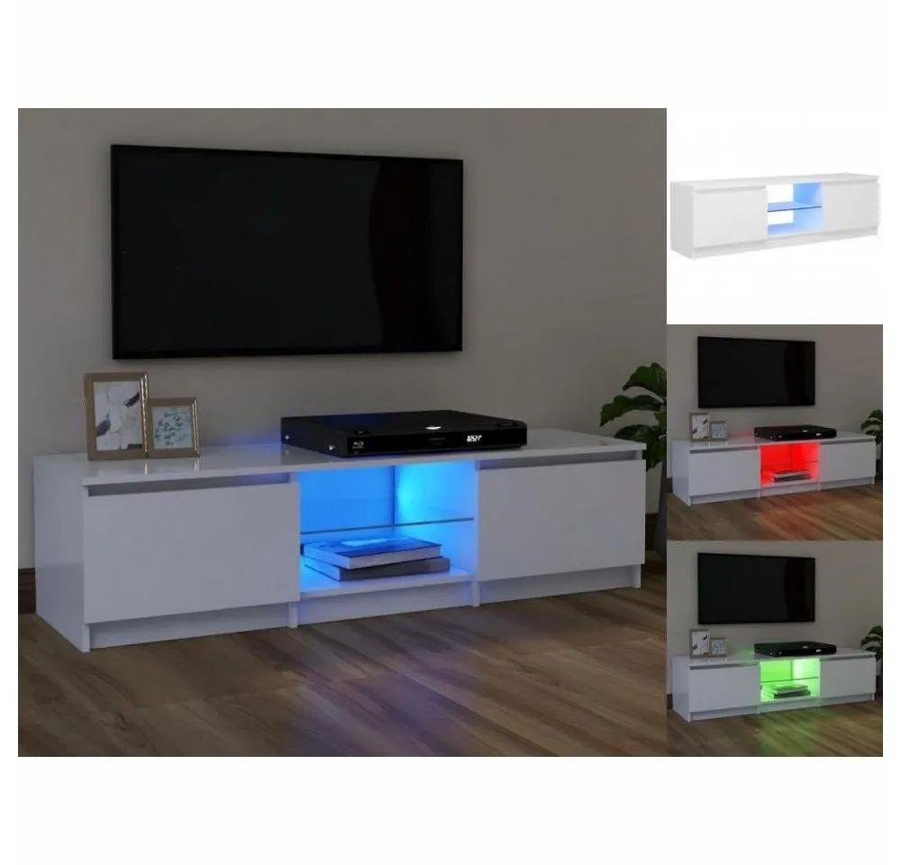 vidaXL TV-Schrank TV-Schrank mit LED-Leuchten Weiß 120x30x35,5 cm Lowboard weiß