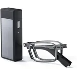 Missfive Langlebige leichte Faltbare Lesebrille mit Brillenetui Herren Damen, Stabile Blaulichtfilter lesebrille faltbar, kompakt Computerarbeit Klapp-Lesebrille, Etui taschentauglich, schwarz +1.25