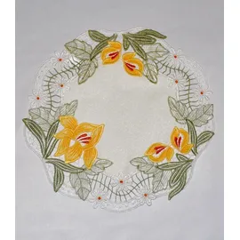Stickereien Plauen Tischdecke Lilienzeit Ø 28 cm mehrfarbig
