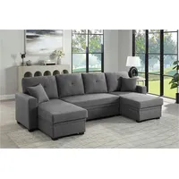 ATLANTIC home collection Wohnlandschaft Gerrit U-Form, Schlafsofa, mit 2 Bettkästen, Recamiere rechts oder links montierbar grau