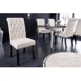 riess-ambiente Polsterstuhl CASTLE beige / schwarz (Einzelartikel, 1 St), Esszimmer · Strukturstoff · Holzbeine · Landhausstil beige