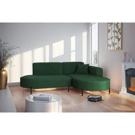 Fun Möbel Ecksofa Stoff 2-Sitzer Dunkelgrün