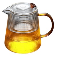 FELIXLEO Teekanne Teekanne gestreiftes Glas verdickter hitzebeständiger (1000ml) 1 Stück, 1 l 1 l