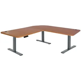 Mendler Eckschreibtisch HWC-D40 Braun / Grau