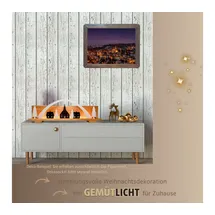 Weigla - Figurenset 8 TLG. original Erzgebirge I Motiv Seiffen weiß/braun I Figurenset für Dekosockel I detailreiche Holzkunst I Weihnachtsdeko mit Seiffener Kirche, Häuschen, Bäumen & Bogen