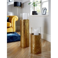Home Affaire Windlicht, (1 St.), Bodenwindlicht, aus Metall, mit Glaseinsatz, ideal für Stumpenkerzen, goldfarben