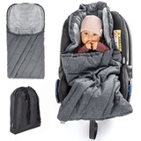 Zamboo Fußsack 3M PRO für Babyschale mit warmer Thinsulate Füllung - Baby Winter-Fußsack für alle Gurtsysteme / Grau