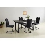 Esstisch HELA "GISELLE Baumkantentisch, Küchentisch", grau (grau, schwarz, grau), B:160cm H:76cm T:90cm, Tische, Esstisch, Kufengestell Metall, Industrial Design, 140 - 200 cm Breite, 2 Farben