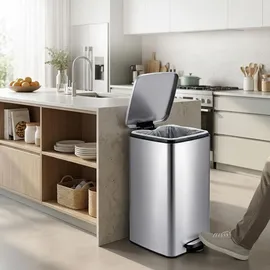 Relaxdays Mülleimer 60 l Schwarz/Silber