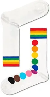 Happy Socks Pride Dot Sock Weiß mit Farbmuster Baumwolle Gr 41/46