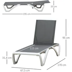 Outsunny - Gartenliege - 170Lx67.5Wx95Hcm - Grau