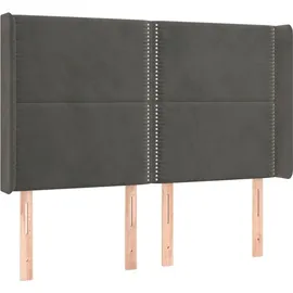 vidaXL Boxspringbett mit Matratze & LED Dunkelgrau 140x200 cm Samt