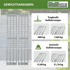 Trutzholm Auffahrrampe 230 cm 1360 kg klappbar Aluminium geriffelt silber 2 St.