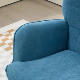 Homcom Ohrensessel mit Hocker Cord 72 x 95 x 70 cm Blau