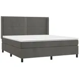 vidaXL Boxspringbett mit Matratze & LED Dunkelgrau 180x200 cm Samt