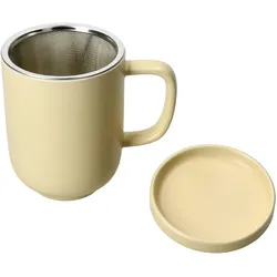 Jasper Vanille Teebecher mit Deckel & Sieb aus Steingut - 406917