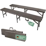 Lemodo Klappbank im 2er Set braun, mobile Sitzbank 180x25cm, klappbare Bierbank für 4 Personen