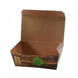 Blanc HYGIENIC Snack-Box klein 600Stk, to go, take away, kompostierbar, rustikales Holzmotiv, fett- und feuchtigkeitsabweisend