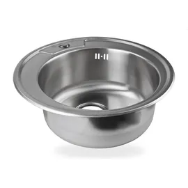 stabilo-sanitär Ronda 3 rund links Einbauspüle edelstahl Handbetätigung 490 x 490 mm