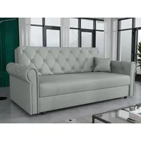 MIRJAN24 Schlafsofa Viva Roma IV, mit Bettkasten und Schlaffunktion, inkl. Kissen, Schwarz Metallfüße, Wellenfeder, 4 Sitzer grau