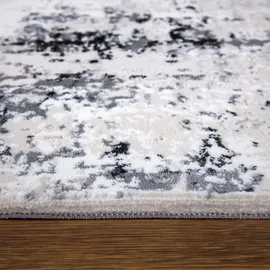 Mozato Novel Vintage-Teppich Lotus, Grau, Schwarz, Weiß, Beige, Textil, Abstraktes, rechteckig, 160x230 cm, Teppiche & Böden, Teppiche, Vintage-Teppiche