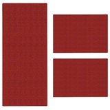Floordirekt Sisal-Bettumrandung | Sylt | 3-teiliges Läufer-Set gegen Bodenkälte | Rot