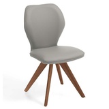 Niehoff Sitzmöbel Colorado Trend-Line Design-Stuhl Wild-Nussbaum/Leder - 180° drehbar Napoli lichtgrau