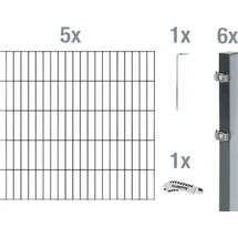 GAH Alberts Doppelstabmattenzaun Set 5 Matten 1,60 x 10 m anthrazit