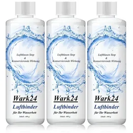 wark24 Luftbinder Bubble Stop, 3 x 400 g, Wasserbettpflege gegen Luftblasen im Wasserbett, unterstützt geräuschfreien Schlaf und verlängert die Haltbarkeit