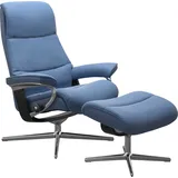 Stressless Stressless® »View«, (Set, Relaxsessel mit Hocker), mit Hocker, mit Cross Base, Größe S, M & L, Holzakzent Schwarz