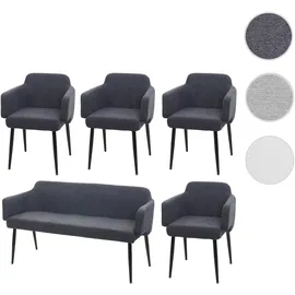 Mendler Esszimmer-Set HWC-L13, 4er-Set Stuhl+Sitzbank Esszimmergruppe Sitzgruppe Esszimmergarnitur, Stoff/Textil ~ anthrazit