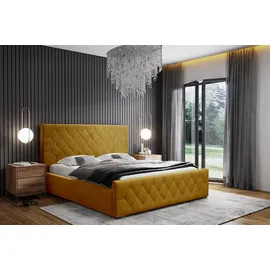 vivente möbel Polsterbett SEVILLA Magic Velvett, Lattenrost mit 32 Lamellen, großer Bettkasten, SWAROVSKI-Elements am Kopf- und Fußteil gelb (Magic Velvet 2290...