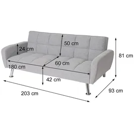 Mendler HWC-K19, Couch Schlafsofa Gästebett Bettsofa Klappsofa, Nosagfederung Schlaffunktion 203cm ~ Kunstleder schwarz