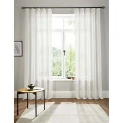 Gardine ANDAS "Fiete" Gr. 6, beige (natur), B:140cm H:295cm, Polyester, Gardinen, Leinen Optik, Sichtschutz, halbtransparent, einfarbig, Leinenoptik