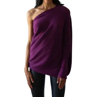 ALOEU Draped Jumper, Asymmetrical Draped Jumper, Asymmetrical Sweaters for Women, Draped Tops for Women(Purple) - Einheitsgröße