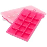 Intirilife 2x Eiswürfelformen in PINK – 2er Set à 15 Fächer Eiswürfel Silikonformen mit Deckel – Flexibler Eiswürfelbehälter Verschließbar