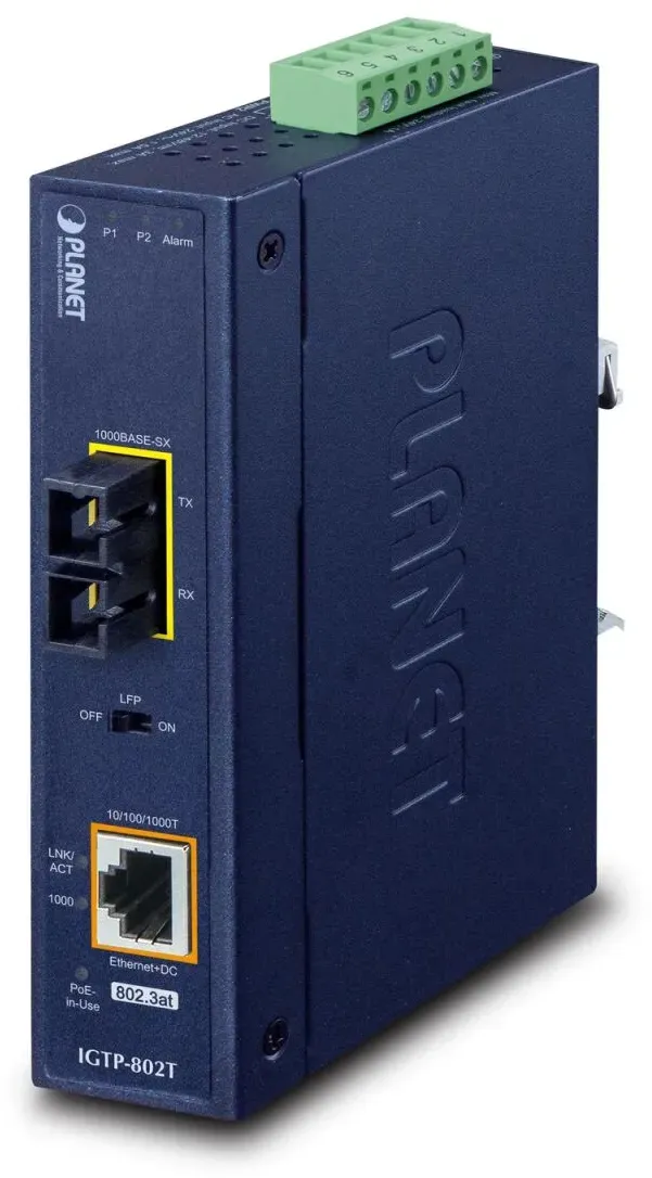 PLANET IP30 Industrial 10/100/1000BA Netzwerk Medienkonverter 1000 Mbit/s Blau