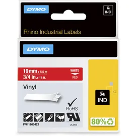 Dymo Label Band IND 1805422 weiß auf rot 19mm x 5,5m Vinyl