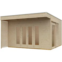Gartenhaus SKANHOLZ "Tokio 4", beige (natur), Fußboden im Gartenhaus, Holzwerkstoff, Gartenhäuser, doppelschalig