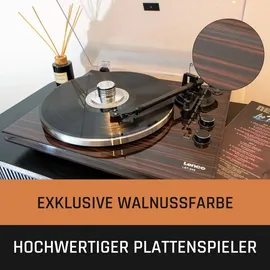 Lenco LBT-345WA Plattenspieler mit Bluetooth® und 2M Red Tonabnehmer, inklusive verchromtem Plattenspielerstabilisator - Walnuss