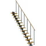 DOLLE Mittelholmtreppe Dublin eichenholz, 14 Stufen: bis 337cm Raumhöhe - grau