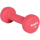 Bodyline Hantel aus Gusseisen Neopren Einzelhantel 1 kg grün / pink