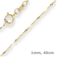 Schmuck Krone Goldkette 1mm Fantasiekette aus 585 Gelbgold 40cm, Gold 585 goldfarben