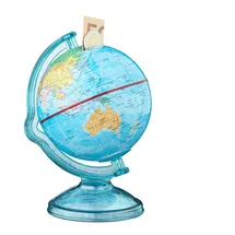 Relaxdays Spardose Globus drehbar Gelb,Hellblau,Rot