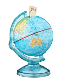 Relaxdays Spardose Globus drehbar Gelb,Hellblau,Rot