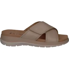 CAPRICE Pantoletten aus Leder mit Klettverschluss, Beige (Pearl Nappa), 38 EU