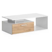 Vicco Couchtisch Roland, Weiß/Goldkraft Eiche, 118 x 59 cm